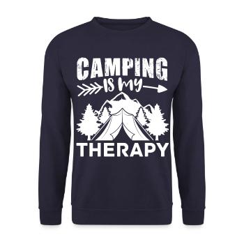 Camping Wohnmobil Van Vintage im Wohnwagen Caravan - Unisex Pullover - Navy - Vorne - Alina (178cm) & Michal (187cm)