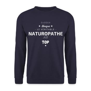 Le véritable Naturopathe au Top - Sweat-shirt Unisexe - marine - Devant - Alina (178cm) & Michal (187cm)