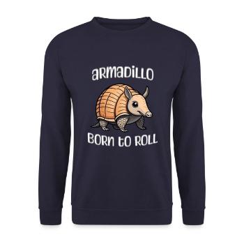 Gürteltier zum Rollen geboren - Unisex Pullover - Navy - Vorne - Alina (178cm) & Michal (187cm)