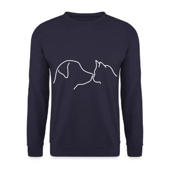 Dog Cat Love Bright Cohesion - Unisex Sweatshirt - navy - Front - Alina (178cm) & Michal (187cm)