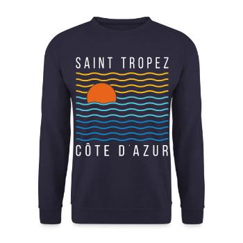 Saint Tropez Cote D´Azur Summer - Unisex Pullover - Navy - Vorne - Alina (178cm) & Michal (187cm)