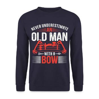 Bogenschießen Bogenschütze Alter Mann - Unisex Pullover - Navy - Vorne - Alina (178cm) & Michal (187cm)