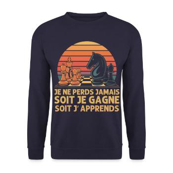 Je ne perds jamais cadeau motivation échec vintage - Sweat-shirt Unisexe - marine - Devant - Alina (178cm) & Michal (187cm)