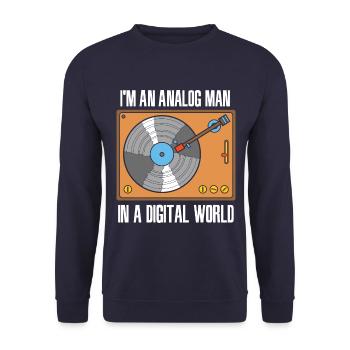 Disque Vinyle Vintage Vintage Platine Vinyle - Sweat-shirt Unisexe - marine - Devant - Alina (178cm) & Michal (187cm)