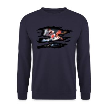 Koi Karpfen - Unisex Pullover - Navy - Vorne - Alina (178cm) & Michal (187cm)
