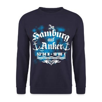 47 In Hamburg auf Anker - Unisex Pullover - Navy - Vorne - Alina (178cm) & Michal (187cm)