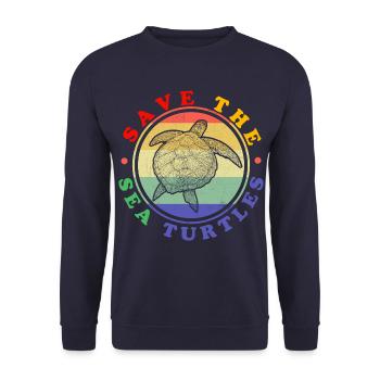 Mémoriser les étiquets marins Amour Océan M - Sweat-shirt Unisexe - marine - Devant - Alina (178cm) & Michal (187cm)