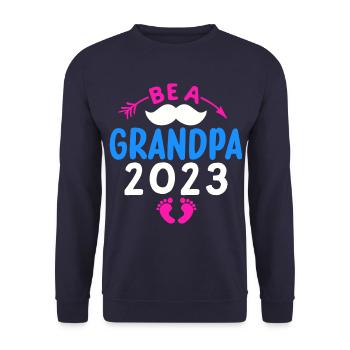 Werdender Opa 2023, 2023 werde ich Opa, 2023 Opa - Unisex Pullover - Navy - Vorne - Alina (178cm) & Michal (187cm)