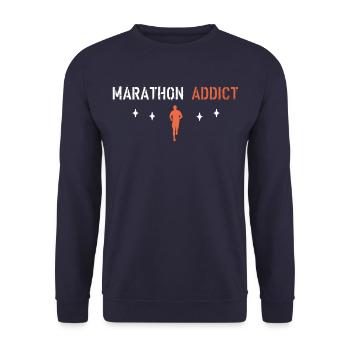 Marathon-Süchtiger - Unisex Pullover - Navy - Vorne - Alina (178cm) & Michal (187cm)