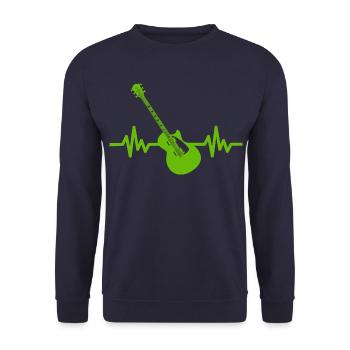Herzschlag Gitarre - Rock 'n' Roll Punk Band Metal - Unisex Pullover - Navy - Vorne - Alina (178cm) & Michal (187cm)