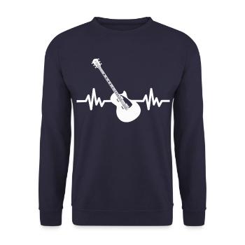 Herzschlag Gitarre - Rock n Roll Punk Band Metal - Unisex Pullover - Navy - Vorne - Alina (178cm) & Michal (187cm)