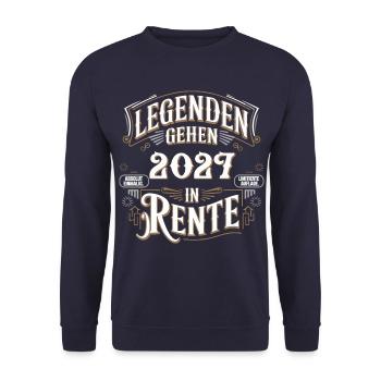 Legenden Gehen 2027 In Rente Absolut Einmalig - Unisex Pullover - Navy - Vorne - Alina (178cm) & Michal (187cm)