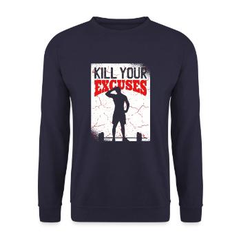No excuses for sport and fitness motive - Unisex Sweatshirt - navy - Front - Alina (178cm) & Michal (187cm)