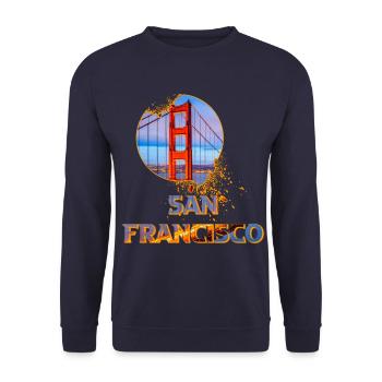 San Francisco Amérique USA Golden Gate Bridge - Sweat-shirt Unisexe - marine - Devant - Alina (178cm) & Michal (187cm)