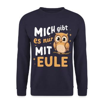 Night Owl Owl Owl Bird - Unisex Sweatshirt - navy - Front - Alina (178cm) & Michal (187cm)