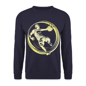 Basketballer Basketball Spieler Mann - Unisex Pullover - Navy - Vorne - Alina (178cm) & Michal (187cm)