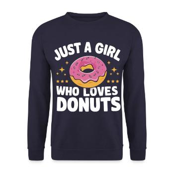 Donut Donuts Süßigkeiten Bagel - Unisex Pullover - Navy - Vorne - Alina (178cm) & Michal (187cm)