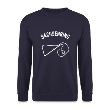 Der Sachse und sein Sachsenring - Unisex Pullover - Navy - Vorne - Alina (178cm) & Michal (187cm)