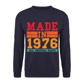 1976 Geburtstag Vintage Spruch - Unisex Pullover - Navy - Vorne - Alina (178cm) & Michal (187cm)