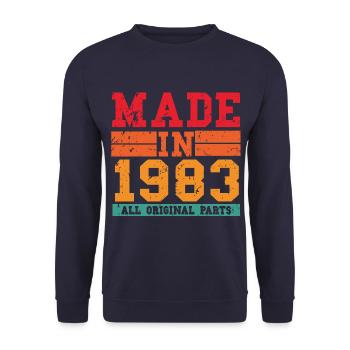 1983 Geburtstag Vintage Spruch - Unisex Pullover - Navy - Vorne - Alina (178cm) & Michal (187cm)