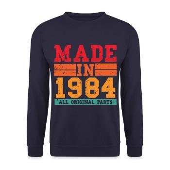 1984 Geburtstag Vintage Spruch - Unisex Pullover - Navy - Vorne - Alina (178cm) & Michal (187cm)