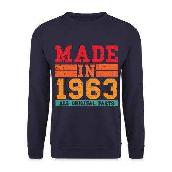 1963 Geburtstag Vintage Spruch - Unisex Pullover - Navy - Vorne - Alina (178cm) & Michal (187cm)