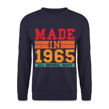 1965 Geburtstag Vintage Spruch - Unisex Pullover - Navy - Vorne - Alina (178cm) & Michal (187cm)