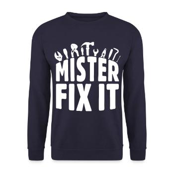 He repairs everything, he is the craftsman in the house - Unisex Sweatshirt - navy - Front - Alina (178cm) & Michal (187cm)