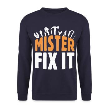 He repairs everything, he is the craftsman in the house - Unisex Sweatshirt - navy - Front - Alina (178cm) & Michal (187cm)