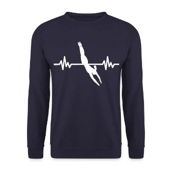 Heartbeat Swimmer - Diver Water Sports Athlete - Unisex Sweatshirt - navy - Front - Alina (178cm) & Michal (187cm)