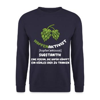 Hopfenaktivist Eine Person die für ihr kühles Bier - Unisex Pullover - Navy - Vorne - Alina (178cm) & Michal (187cm)