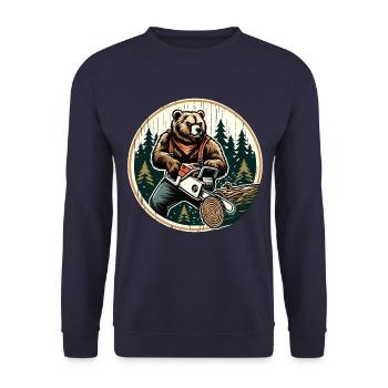Bûcheron Bear Power et nature en harmonie - Sweat-shirt Unisexe - marine - Devant - Alina (178cm) & Michal (187cm)