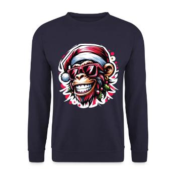 Cool Christmas Monkey Graffiti Street Art Style - Unisex Sweatshirt - navy - Front - Alina (178cm) & Michal (187cm)