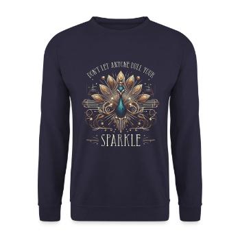 Peacock Art Deco Don't let anyone dull your sparkle - Unisex Sweatshirt - navy - Front - Alina (178cm) & Michal (187cm)
