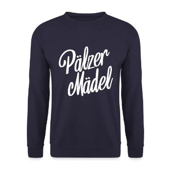 Pälzer Mädel Pfälzerin Pfalz Heimat Liebe Dialekt - Unisex Pullover - Navy - Vorne - Alina (178cm) & Michal (187cm)