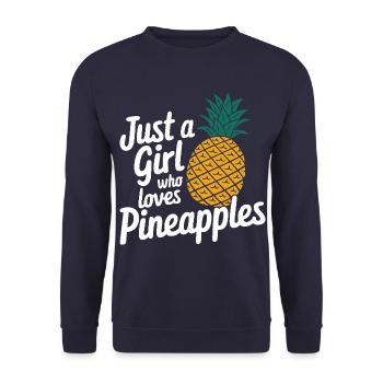 Ananas tropische hawaiianische Frucht - Unisex Pullover - Navy - Vorne - Alina (178cm) & Michal (187cm)
