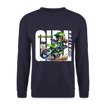 Motocross de course pour filles - Sweat-shirt Unisexe - marine - Devant - Alina (178cm) & Michal (187cm)