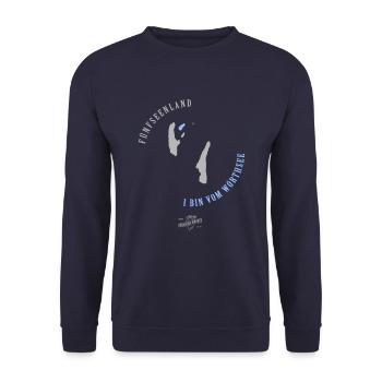 Bavarian Monkey I bin vom Wörthsee - Unisex Pullover - Navy - Vorne - Alina (178cm) & Michal (187cm)