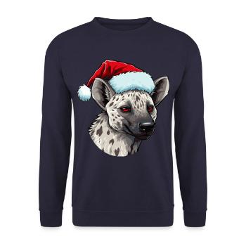 Hyena Christmas Animal Head - Unisex Sweatshirt - navy - Front - Alina (178cm) & Michal (187cm)