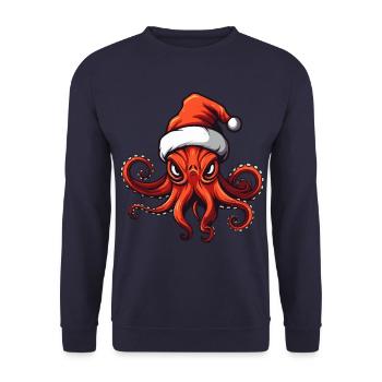 Octopus Octopus Christmas Animal - Unisex Sweatshirt - navy - Front - Alina (178cm) & Michal (187cm)