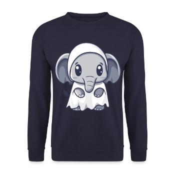 Mammut Halloween Comic Geist - Unisex Pullover - Navy - Vorne - Alina (178cm) & Michal (187cm)