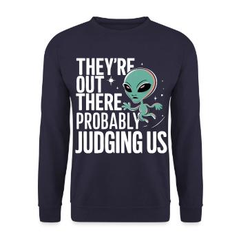 Alien UFO Aliens Außerirdischer - Unisex Sweatshirt - navy - Front - Alina (178cm) & Michal (187cm)