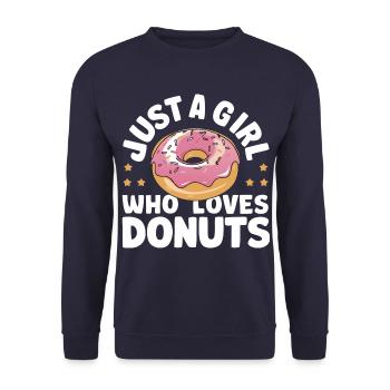 Donut Donuts Süßigkeiten Bagel - Unisex Pullover - Navy - Vorne - Alina (178cm) & Michal (187cm)