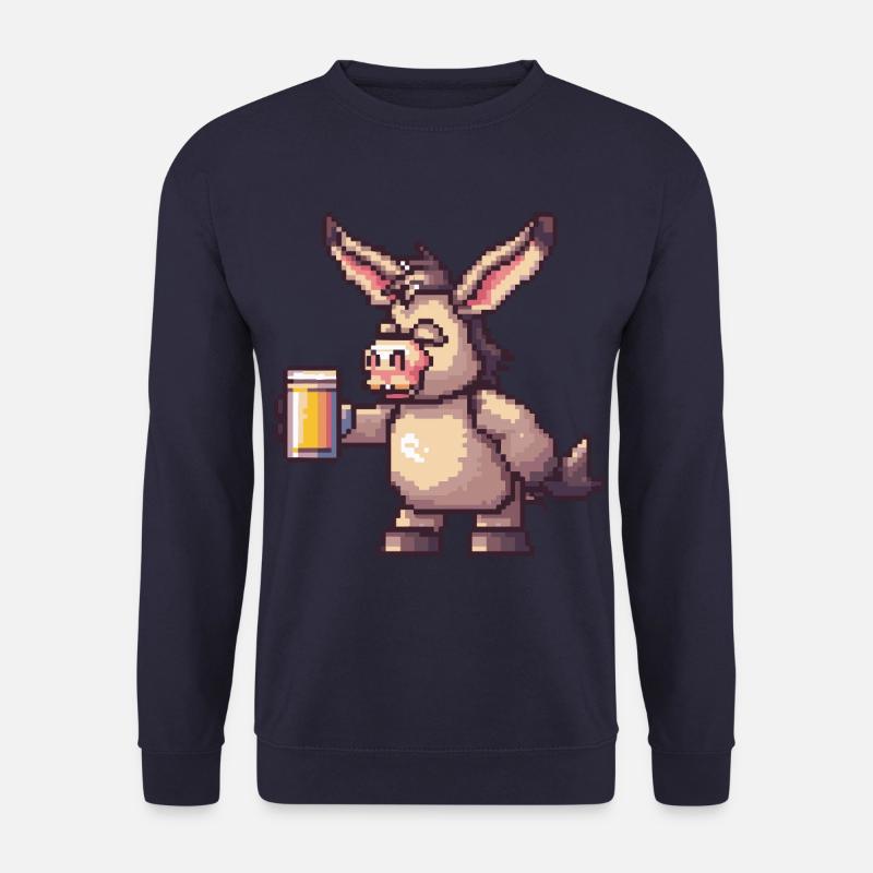 Esel Pixel Bier - Unisex Pullover - Navy
