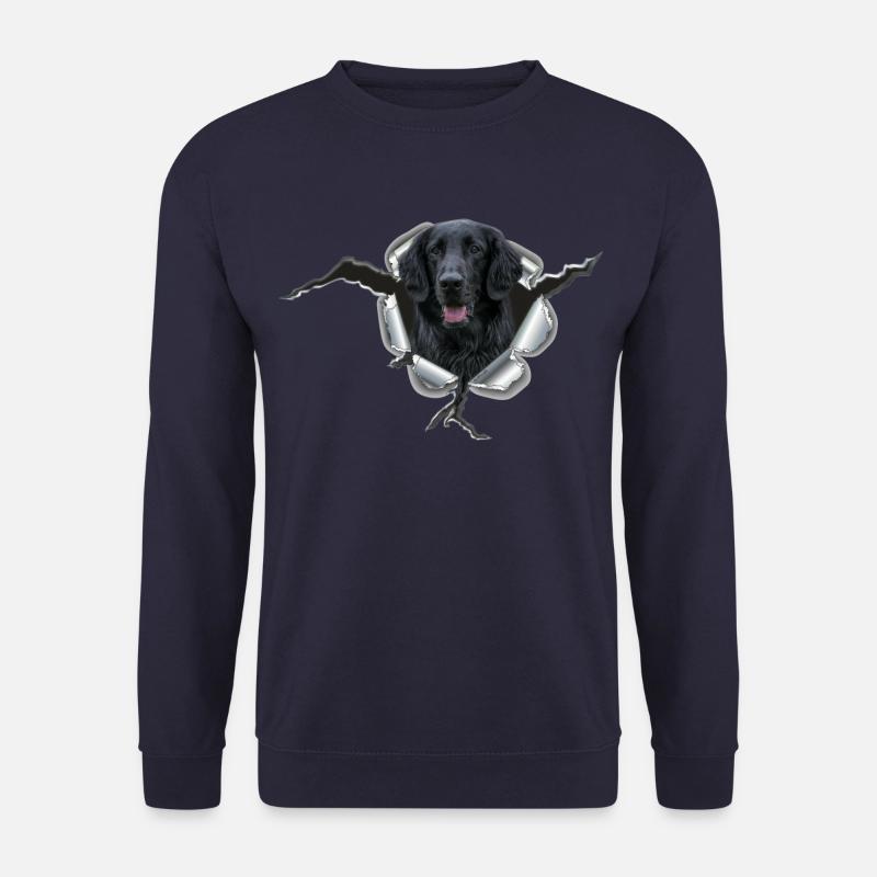Flat Coated Retriever im Metall-Loch - Unisex Pullover - Navy