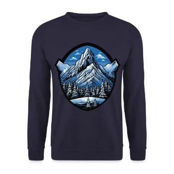 Symbol Berge Wappen - Unisex Pullover - Navy - Vorne - Alina (178cm) & Michal (187cm)