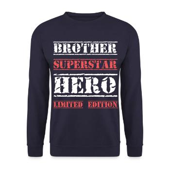 Bester Bruder Star Spruch - Unisex Pullover - Navy - Vorne - Alina (178cm) & Michal (187cm)