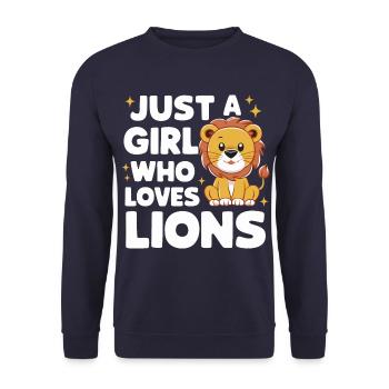 Lion Lion Animal Africa - Unisex Sweatshirt - navy - Front - Alina (178cm) & Michal (187cm)