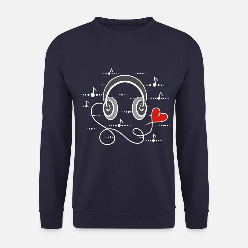 I love music, Kopfhörer mit Herz - Ich liebe Musik - Unisex Pullover - Navy