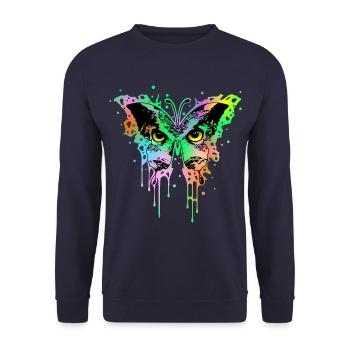 Eulenschmetterling 1 - Unisex Pullover - Navy - Vorne - Alina (178cm) & Michal (187cm)
